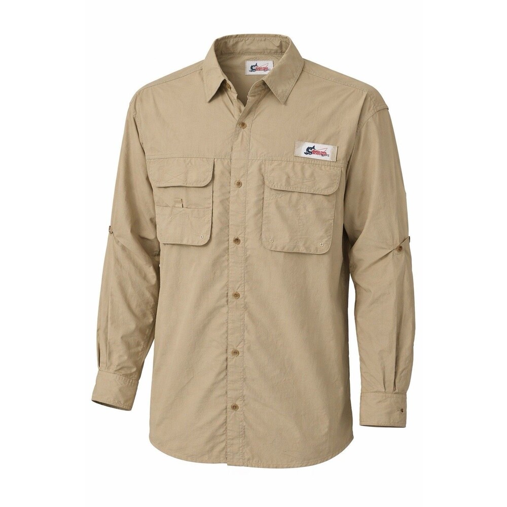 World Wide Sportsman Fishing Shirt XL Khaki Vented Long Sleeve Utility Safari